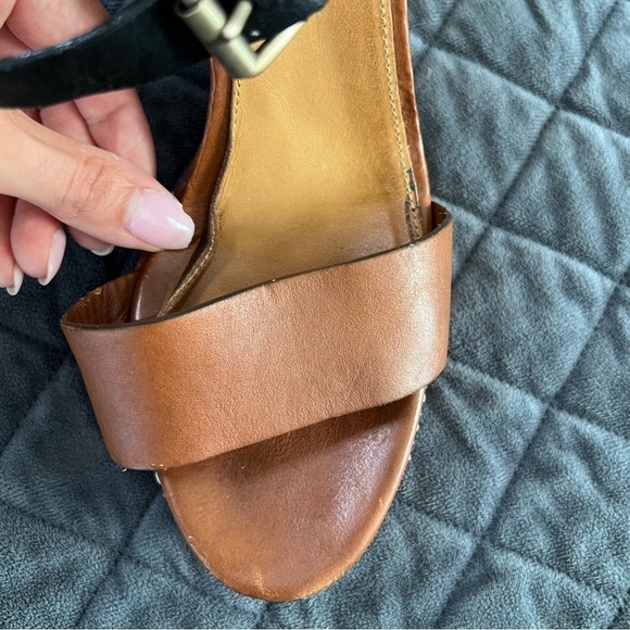 Chloe Shoes Women 10 40 Wedges Heels Sandals two tone platform Tan leather - Picture 9 of 16
